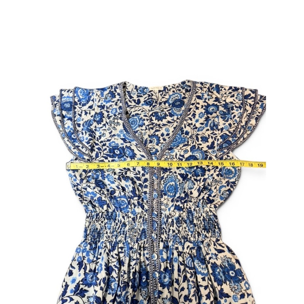 Poupette St Barth Dress Womens S White Blue Boho Chic Floral Coastal Romantic - Picture 8 of 8